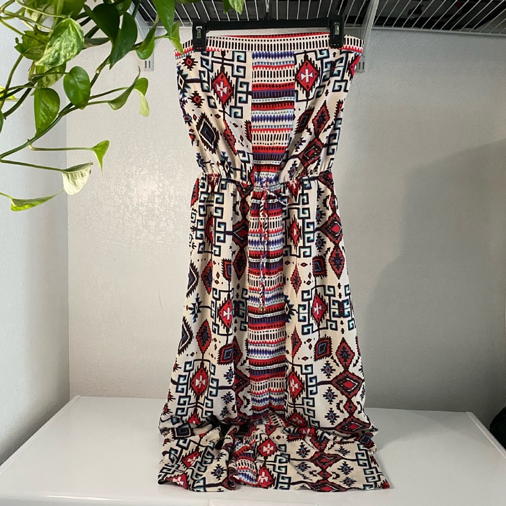 Xhilaration Strapless Tribal Print Maxi Dress